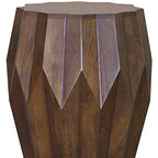 HomeRoots 23 Dark Brown Solid Wood Drum End Table - 16.4