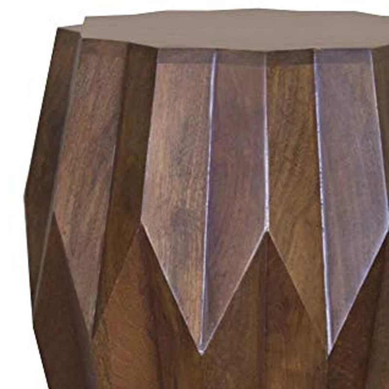Table d'appoint ronde en bois massif marron foncé