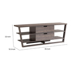 Meuble TV marron 152 cm avec 4 étagères flottantes et 2 tiroirs – Usage unique