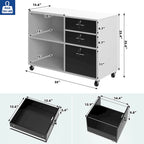 Caisson de classement mobile à 3 tiroirs (blanc/noir, noir/gris, noir ou gris) avec tiroirs verrouillables et roulettes