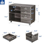 Caisson de classement mobile à 3 tiroirs (blanc/noir, noir/gris, noir ou gris) avec tiroirs verrouillables et roulettes