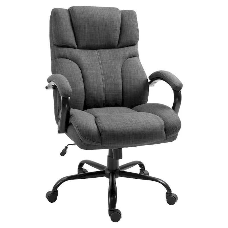 Chaise de bureau ergonomique grande taille gris / gris clair avec assise large, fonction d'inclinaison et hauteur réglable - Usage unique