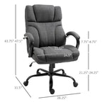Chaise de bureau ergonomique grande taille gris / gris clair avec assise large, fonction d'inclinaison et hauteur réglable - Usage unique