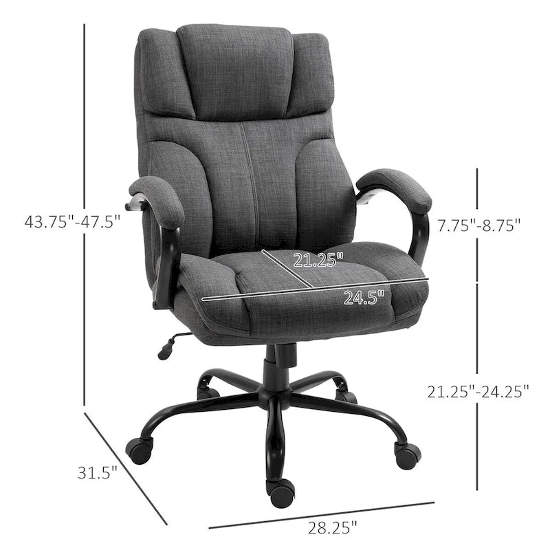 Chaise de bureau ergonomique grande taille gris / gris clair avec assise large, fonction d'inclinaison et hauteur réglable - Usage unique