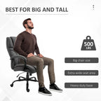 Chaise de bureau ergonomique grande taille gris / gris clair avec assise large, fonction d'inclinaison et hauteur réglable - Usage unique