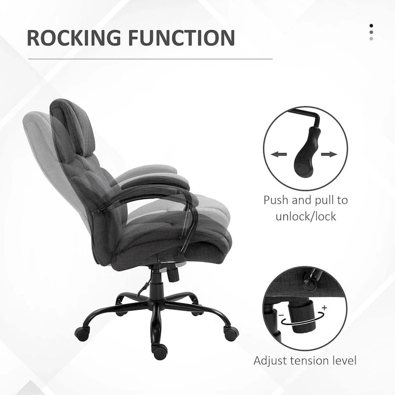 Chaise de bureau ergonomique grande taille gris / gris clair avec assise large, fonction d'inclinaison et hauteur réglable - Usage unique