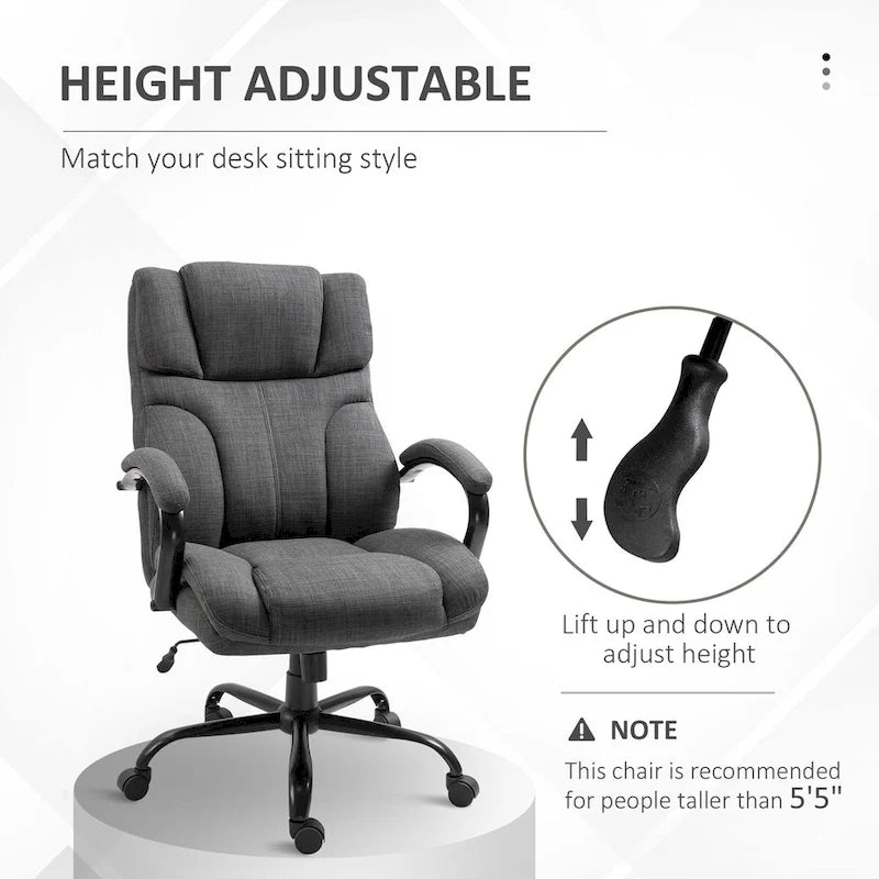 Chaise de bureau ergonomique grande taille gris / gris clair avec assise large, fonction d'inclinaison et hauteur réglable - Usage unique
