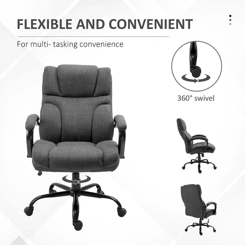 Chaise de bureau ergonomique grande taille gris / gris clair avec assise large, fonction d'inclinaison et hauteur réglable - Usage unique