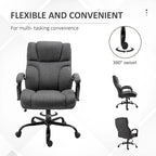 Chaise de bureau ergonomique grande taille gris / gris clair avec assise large, fonction d'inclinaison et hauteur réglable - Usage unique