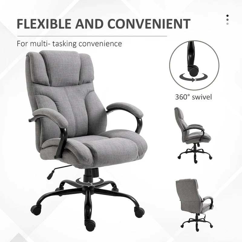 Chaise de bureau ergonomique grande taille gris / gris clair avec assise large, fonction d'inclinaison et hauteur réglable - Usage unique