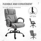 Chaise de bureau ergonomique grande taille gris / gris clair avec assise large, fonction d'inclinaison et hauteur réglable - Usage unique