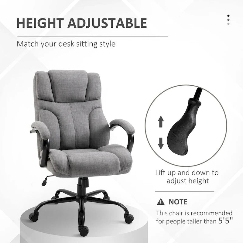 Chaise de bureau ergonomique grande taille gris / gris clair avec assise large, fonction d'inclinaison et hauteur réglable - Usage unique