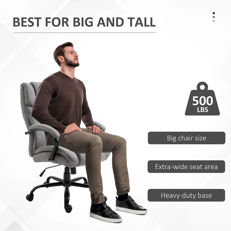 Chaise de bureau ergonomique grande taille gris / gris clair avec assise large, fonction d'inclinaison et hauteur réglable - Usage unique