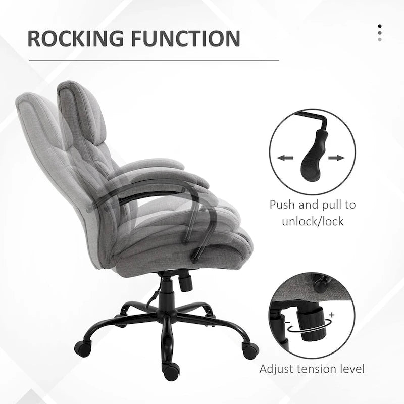 Chaise de bureau ergonomique grande taille gris / gris clair avec assise large, fonction d'inclinaison et hauteur réglable - Usage unique