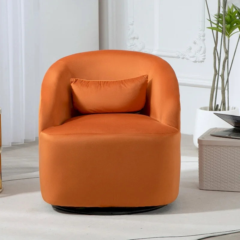 Fauteuil d'appoint pivotant à 360° en velours moderne orange/moutarde/rose/vert/noir/beige/gris - Usage unique