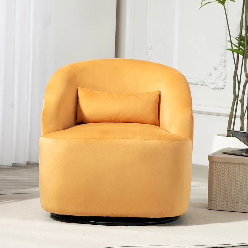 Fauteuil d'appoint pivotant à 360° en velours moderne orange/moutarde/rose/vert/noir/beige/gris - Usage unique
