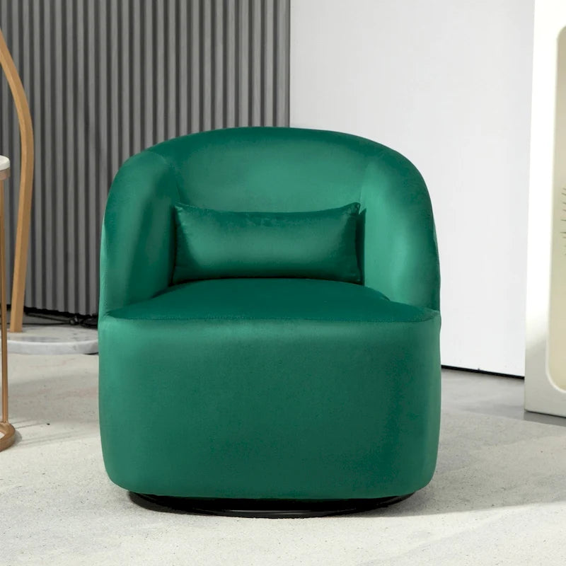 Fauteuil d'appoint pivotant à 360° en velours moderne orange/moutarde/rose/vert/noir/beige/gris - Usage unique
