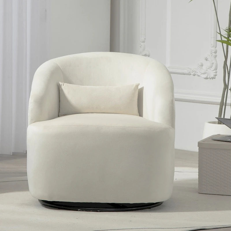 Fauteuil d'appoint pivotant à 360° en velours moderne orange/moutarde/rose/vert/noir/beige/gris - Usage unique