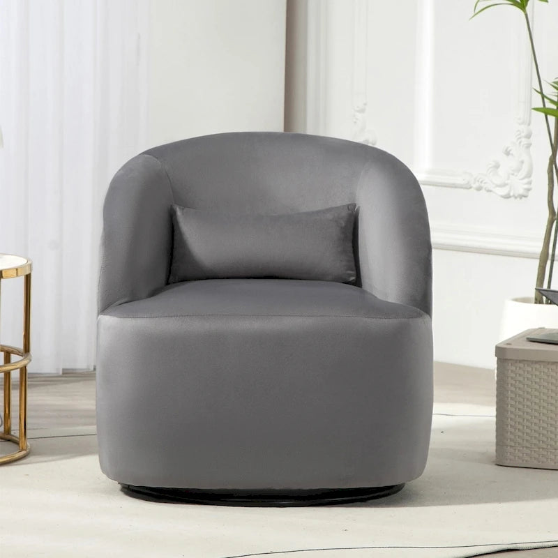 Fauteuil d'appoint pivotant à 360° en velours moderne orange/moutarde/rose/vert/noir/beige/gris - Usage unique