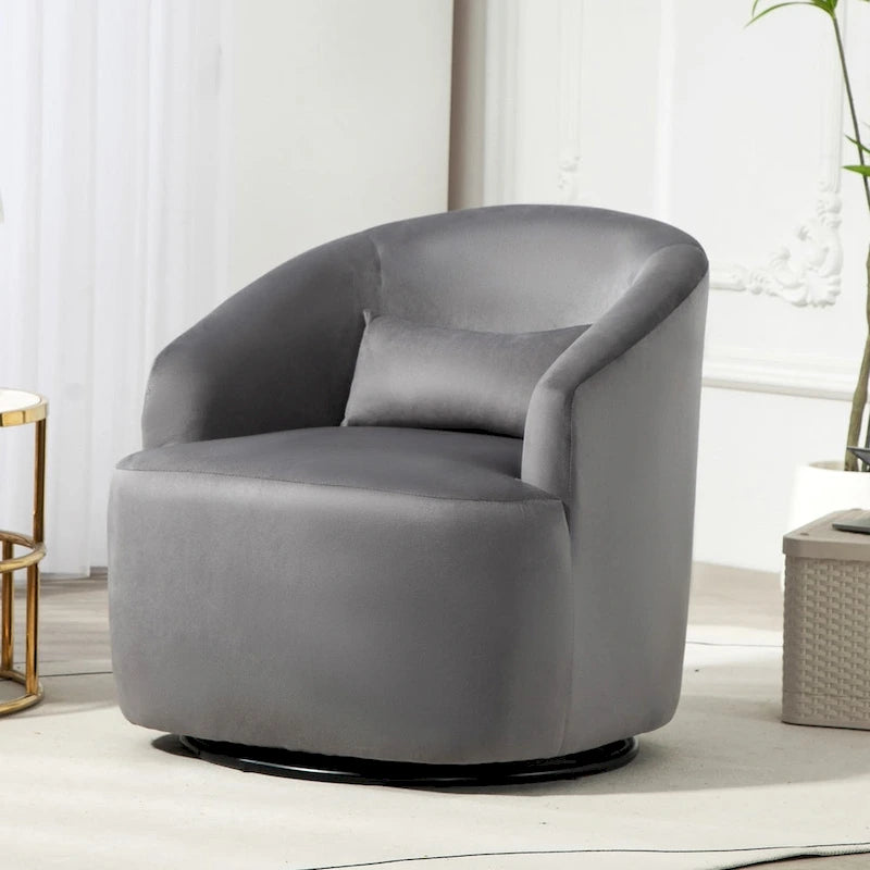 Fauteuil d'appoint pivotant à 360° en velours moderne orange/moutarde/rose/vert/noir/beige/gris - Usage unique