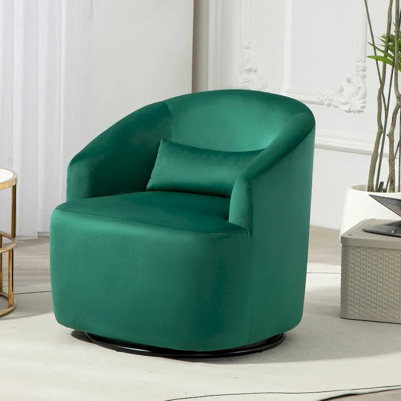 Fauteuil d'appoint pivotant à 360° en velours moderne orange/moutarde/rose/vert/noir/beige/gris - Usage unique