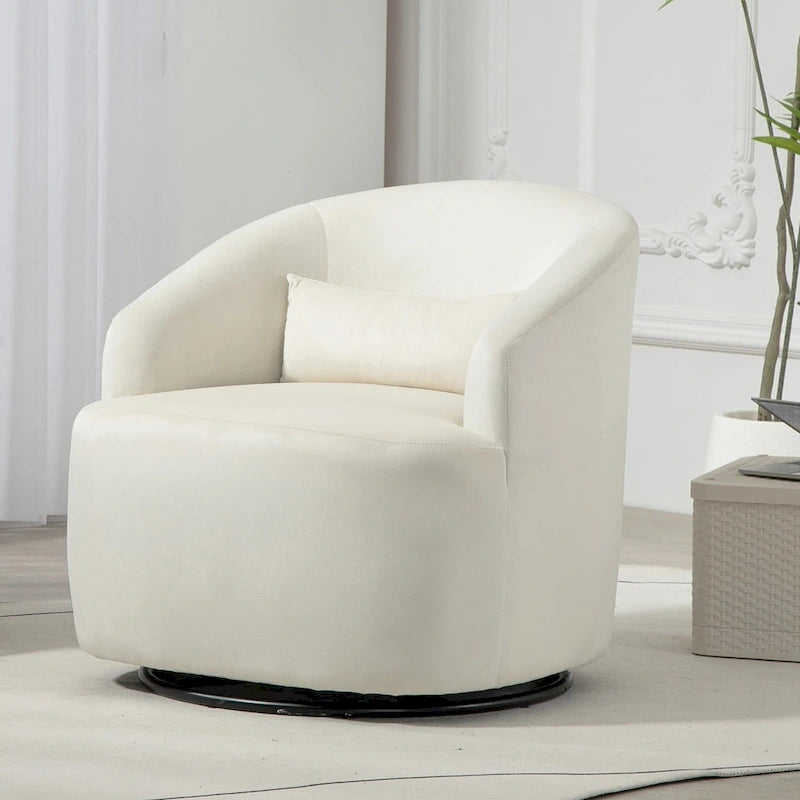 Fauteuil d'appoint pivotant à 360° en velours moderne orange/moutarde/rose/vert/noir/beige/gris - Usage unique