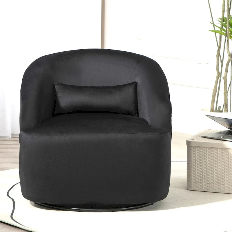 Fauteuil d'appoint pivotant à 360° en velours moderne orange/moutarde/rose/vert/noir/beige/gris - Usage unique