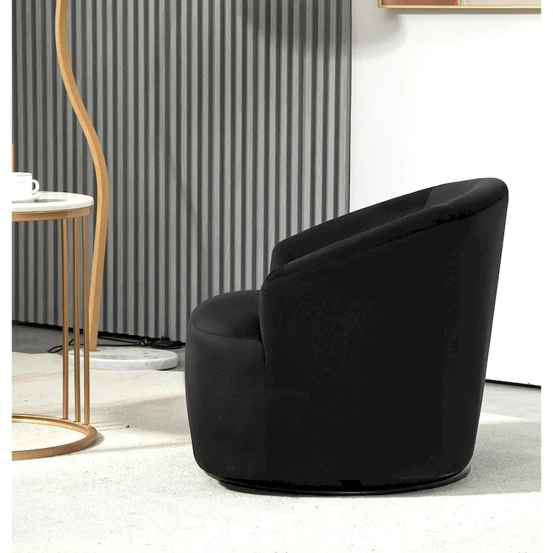 Fauteuil d'appoint pivotant à 360° en velours moderne orange/moutarde/rose/vert/noir/beige/gris - Usage unique