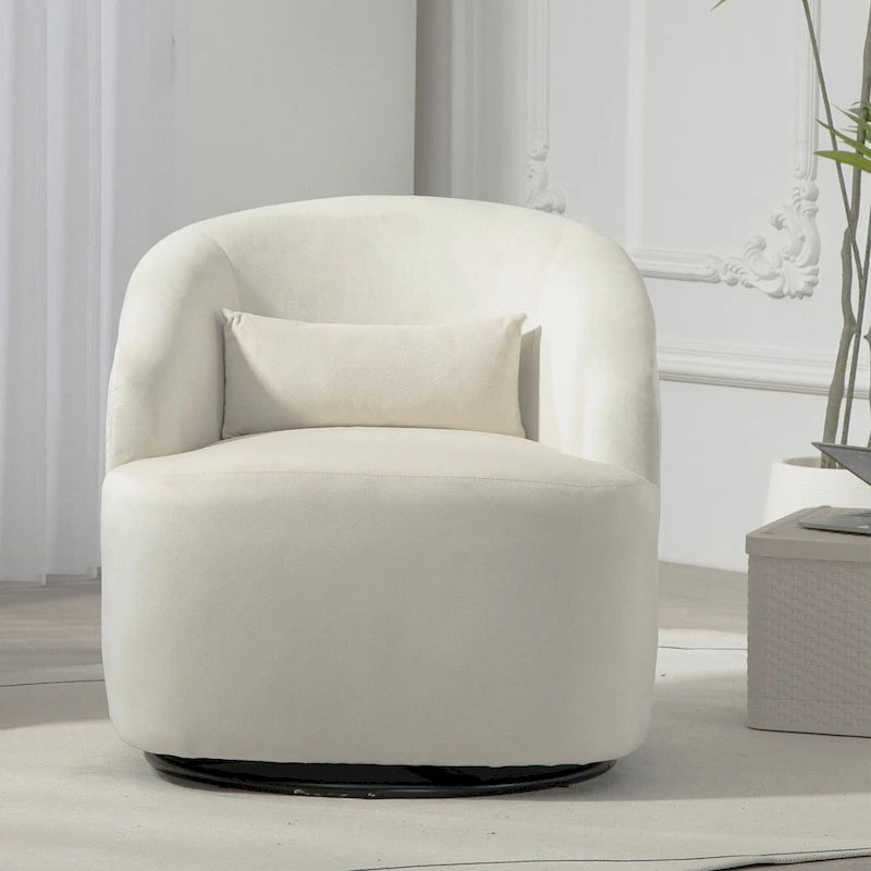 Fauteuil d'appoint pivotant à 360° en velours moderne orange/moutarde/rose/vert/noir/beige/gris - Usage unique