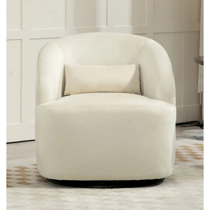 Fauteuil d'appoint pivotant à 360° en velours moderne orange/moutarde/rose/vert/noir/beige/gris - Usage unique
