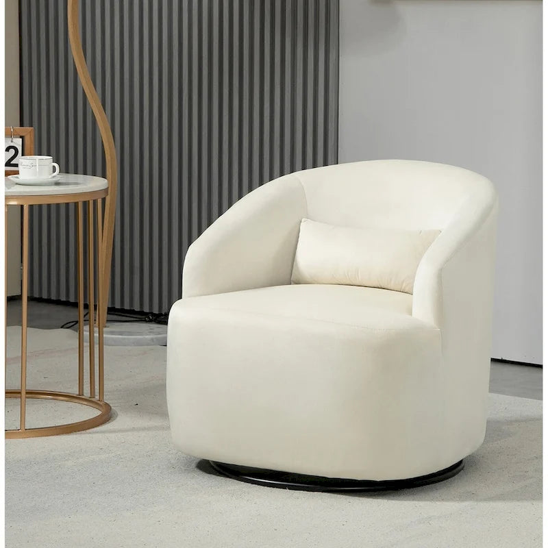 Fauteuil d'appoint pivotant à 360° en velours moderne orange/moutarde/rose/vert/noir/beige/gris - Usage unique