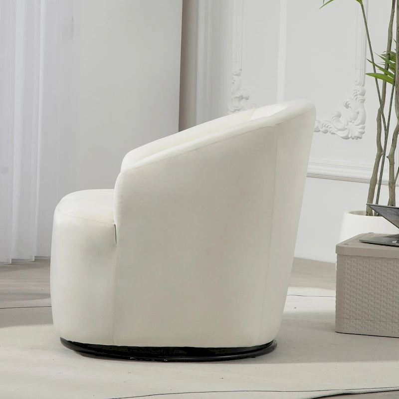 Fauteuil d'appoint pivotant à 360° en velours moderne orange/moutarde/rose/vert/noir/beige/gris - Usage unique