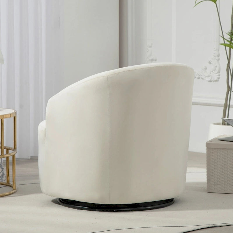 Fauteuil d'appoint pivotant à 360° en velours moderne orange/moutarde/rose/vert/noir/beige/gris - Usage unique