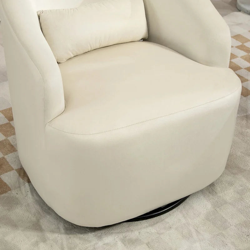 Fauteuil d'appoint pivotant à 360° en velours moderne orange/moutarde/rose/vert/noir/beige/gris - Usage unique