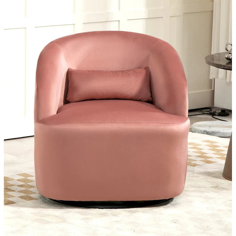 Fauteuil d'appoint pivotant à 360° en velours moderne orange/moutarde/rose/vert/noir/beige/gris - Usage unique