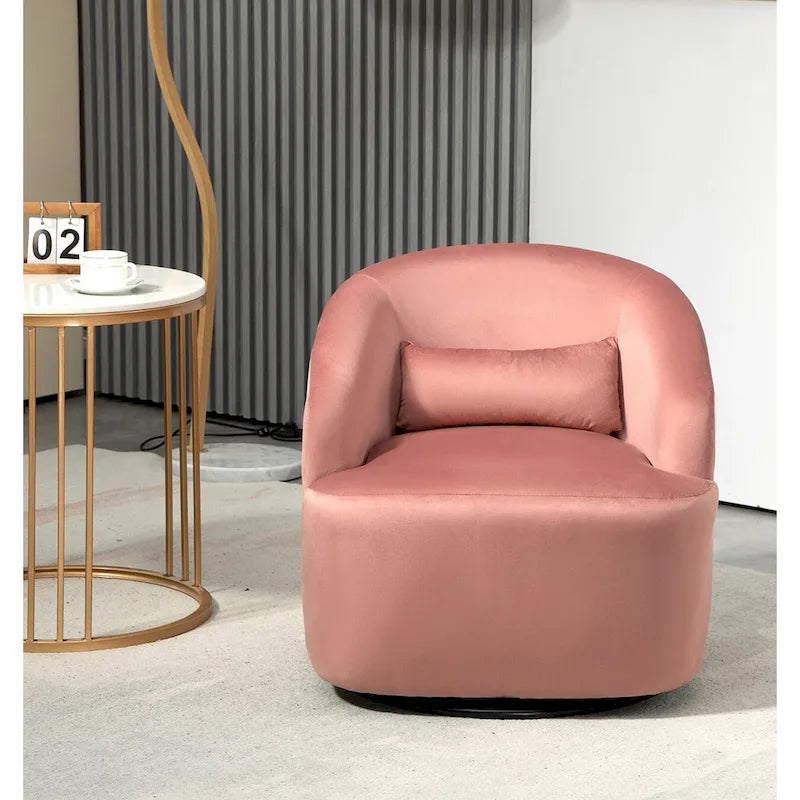 Fauteuil d'appoint pivotant à 360° en velours moderne orange/moutarde/rose/vert/noir/beige/gris - Usage unique