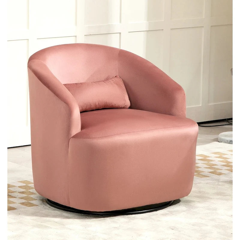 Fauteuil d'appoint pivotant à 360° en velours moderne orange/moutarde/rose/vert/noir/beige/gris - Usage unique