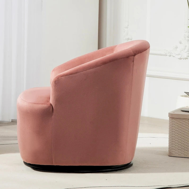 Fauteuil d'appoint pivotant à 360° en velours moderne orange/moutarde/rose/vert/noir/beige/gris - Usage unique