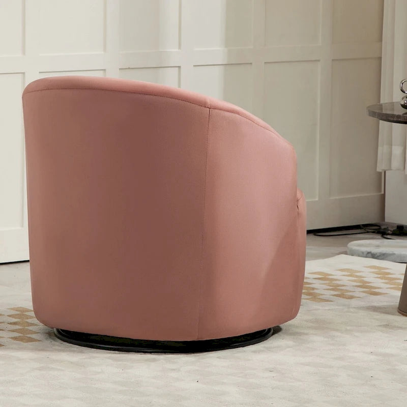 Fauteuil d'appoint pivotant à 360° en velours moderne orange/moutarde/rose/vert/noir/beige/gris - Usage unique