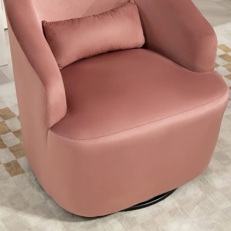 Fauteuil d'appoint pivotant à 360° en velours moderne orange/moutarde/rose/vert/noir/beige/gris - Usage unique