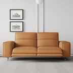 Canapé inclinable électrique moderne en cuir orange au design ergonomique - Pour 3 personnes