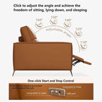 Canapé inclinable électrique moderne en cuir orange au design ergonomique - Pour 3 personnes