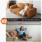 Canapé inclinable électrique moderne en cuir orange au design ergonomique - Pour 3 personnes