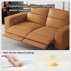 Canapé inclinable électrique moderne en cuir orange au design ergonomique - Pour 3 personnes