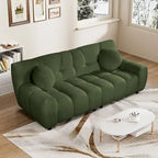 Canapé bouclé nuage profond 2 places noir/beige/vert capitonné