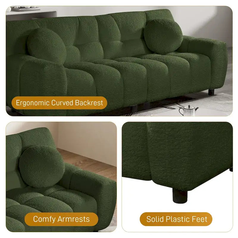 Canapé bouclé nuage profond 2 places noir/beige/vert capitonné