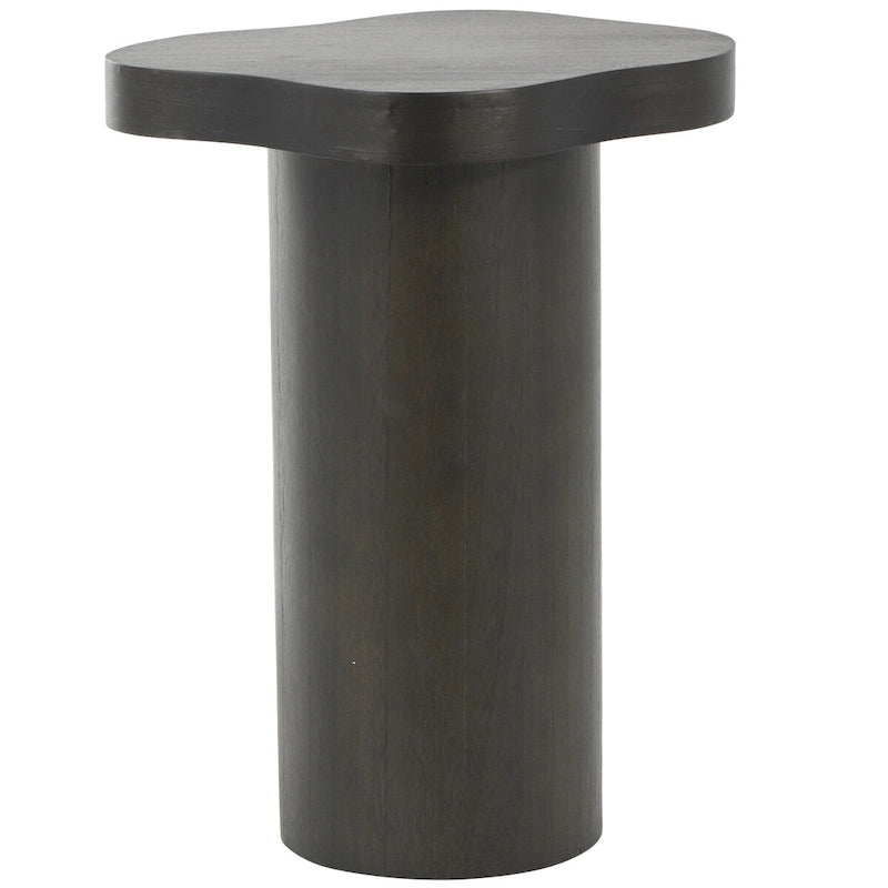 Table d'appoint/de chevet sur pied en bois marron/noir avec plateau carré arrondi - Usage unique