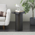 Table d'appoint/de chevet sur pied en bois marron/noir avec plateau carré arrondi - Usage unique