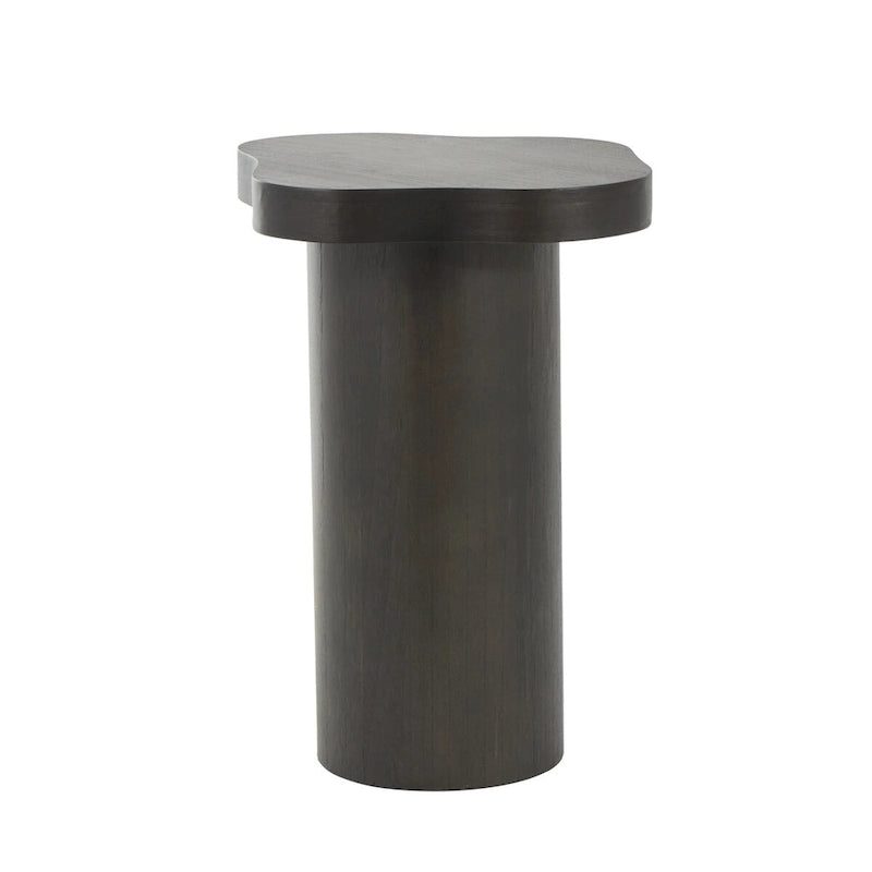Table d'appoint/de chevet sur pied en bois marron/noir avec plateau carré arrondi - Usage unique