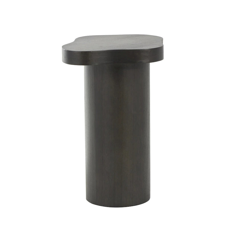 Table d'appoint/de chevet sur pied en bois marron/noir avec plateau carré arrondi - Usage unique